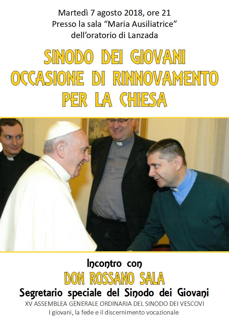 Il sinodo dei giovani: occasione di rinnovamento per la Chiesa. Incontro con don Rossano Sala